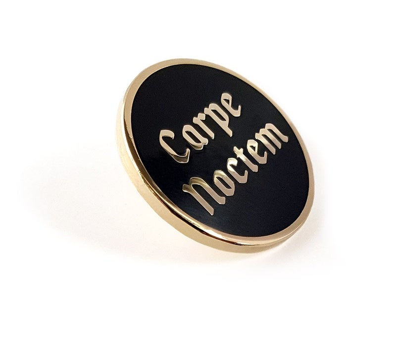 Pinsanity Carpe Noctem "Seize The Night" Gothic Enamel Lapel Pin - Image 2